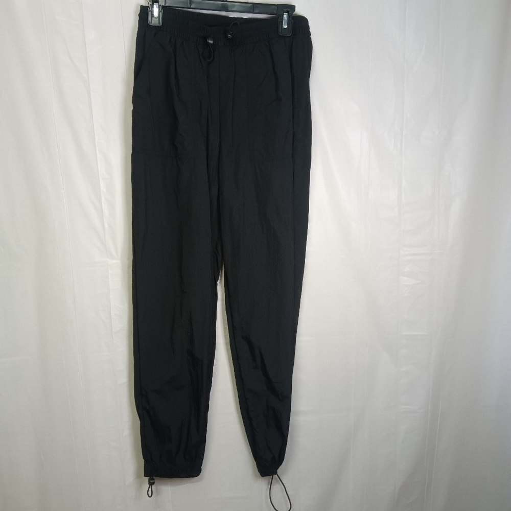 H&m Divided Women's High Waist Track Pants Black Drawstring Hem Size 8 Nwt
